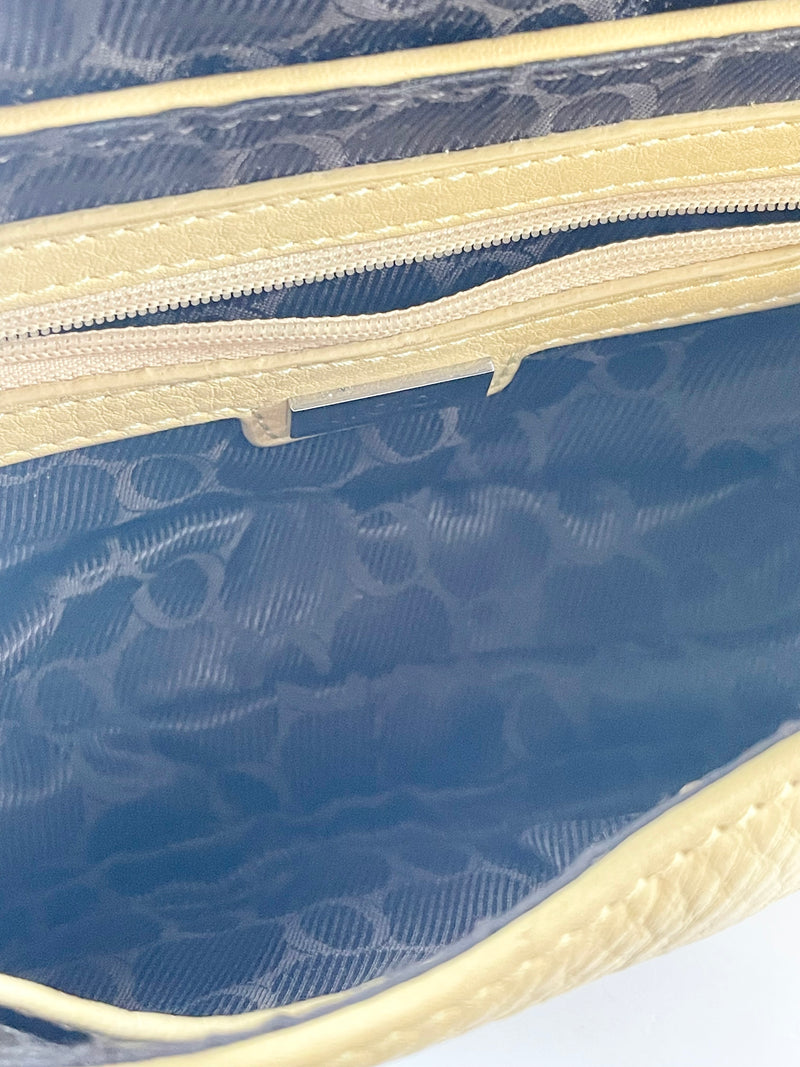 Oroton Champagne Leather Perforated Handbag
