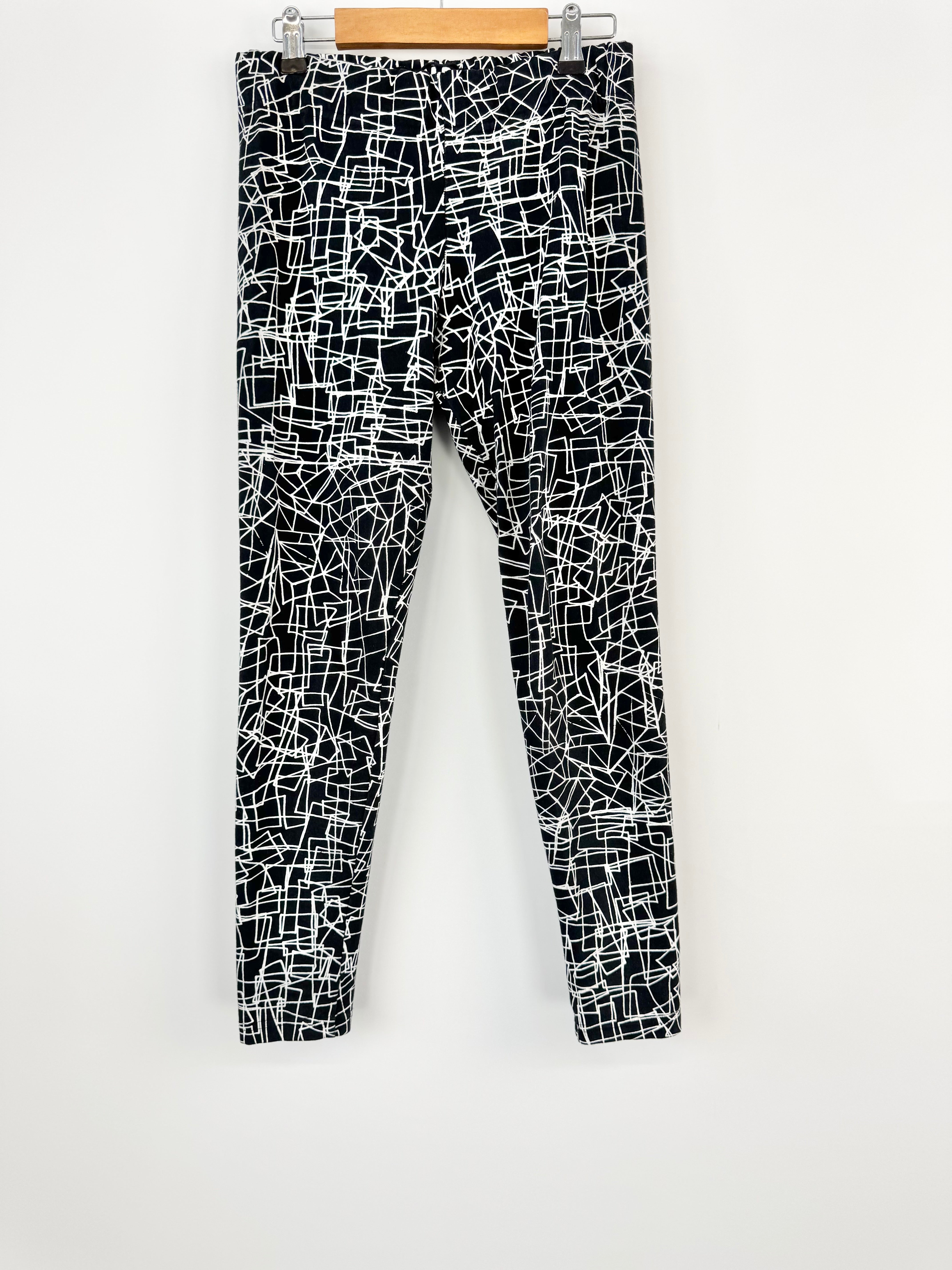 NMBQ Black & White Abstract Print Skinny Pants - AU10