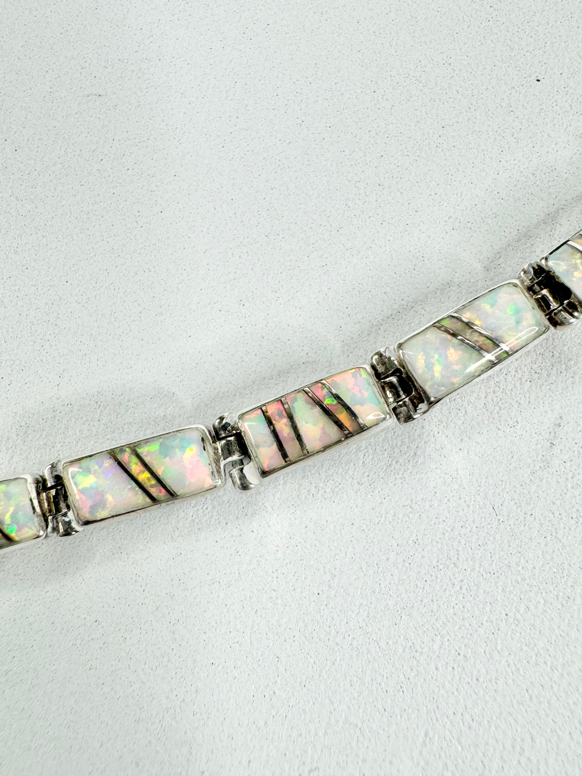 Vintage Silver Semi-Precious Gemstones & Opal Bracelet