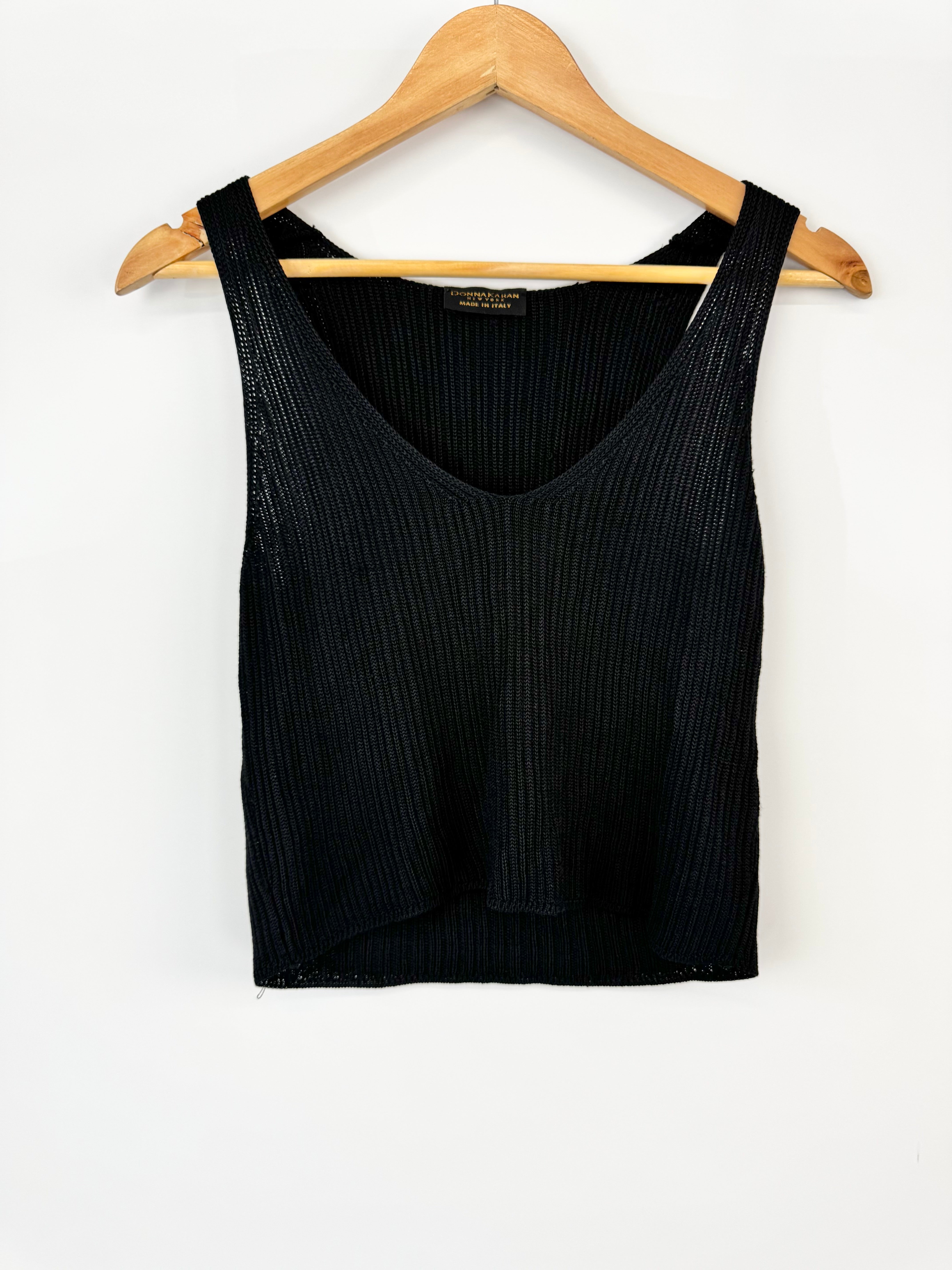 90s Donna Karen New York Black Knit Singlet - AU6/8