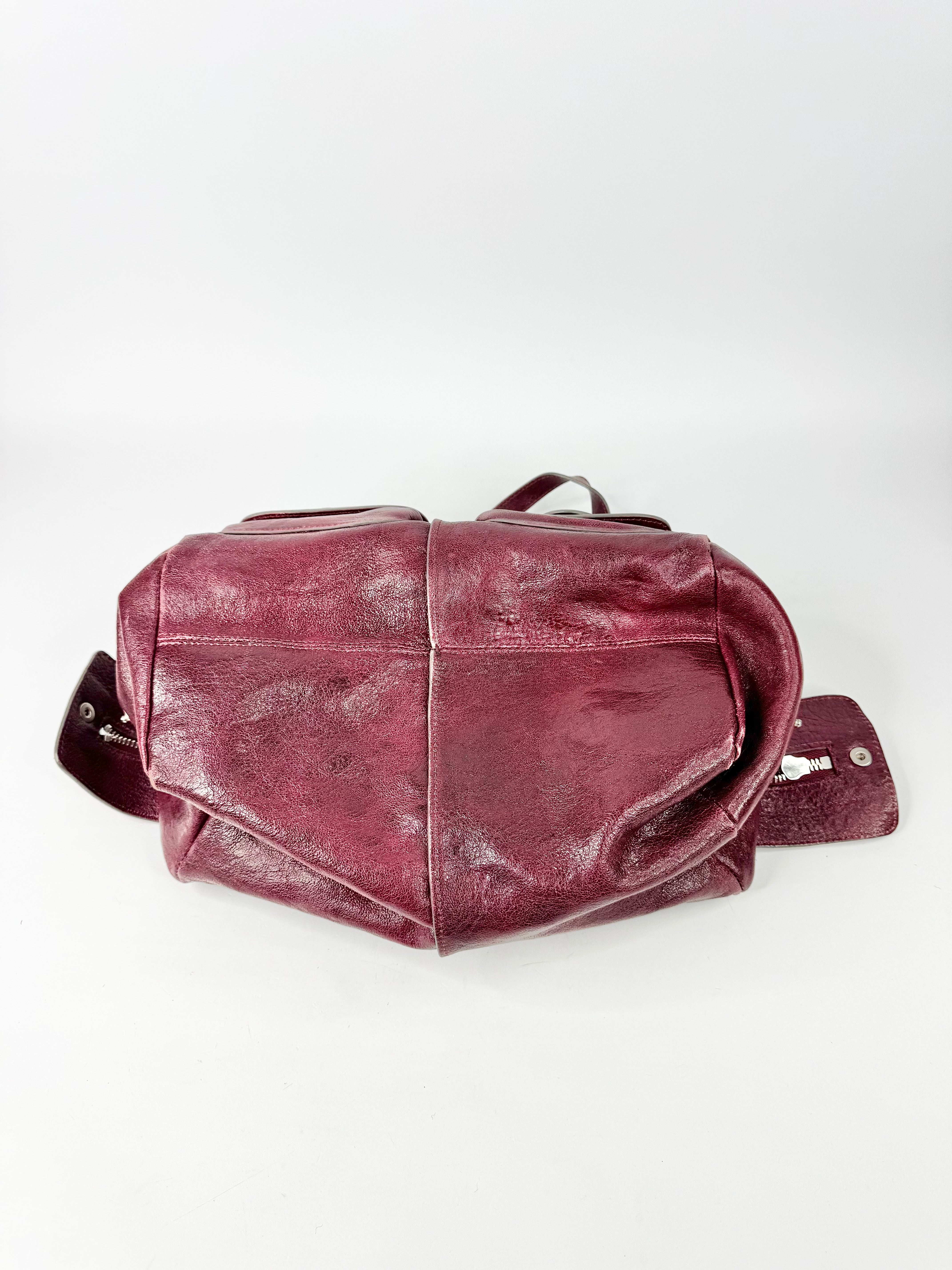 Chloé Burgundy Leather Saskia Square Tote Bag