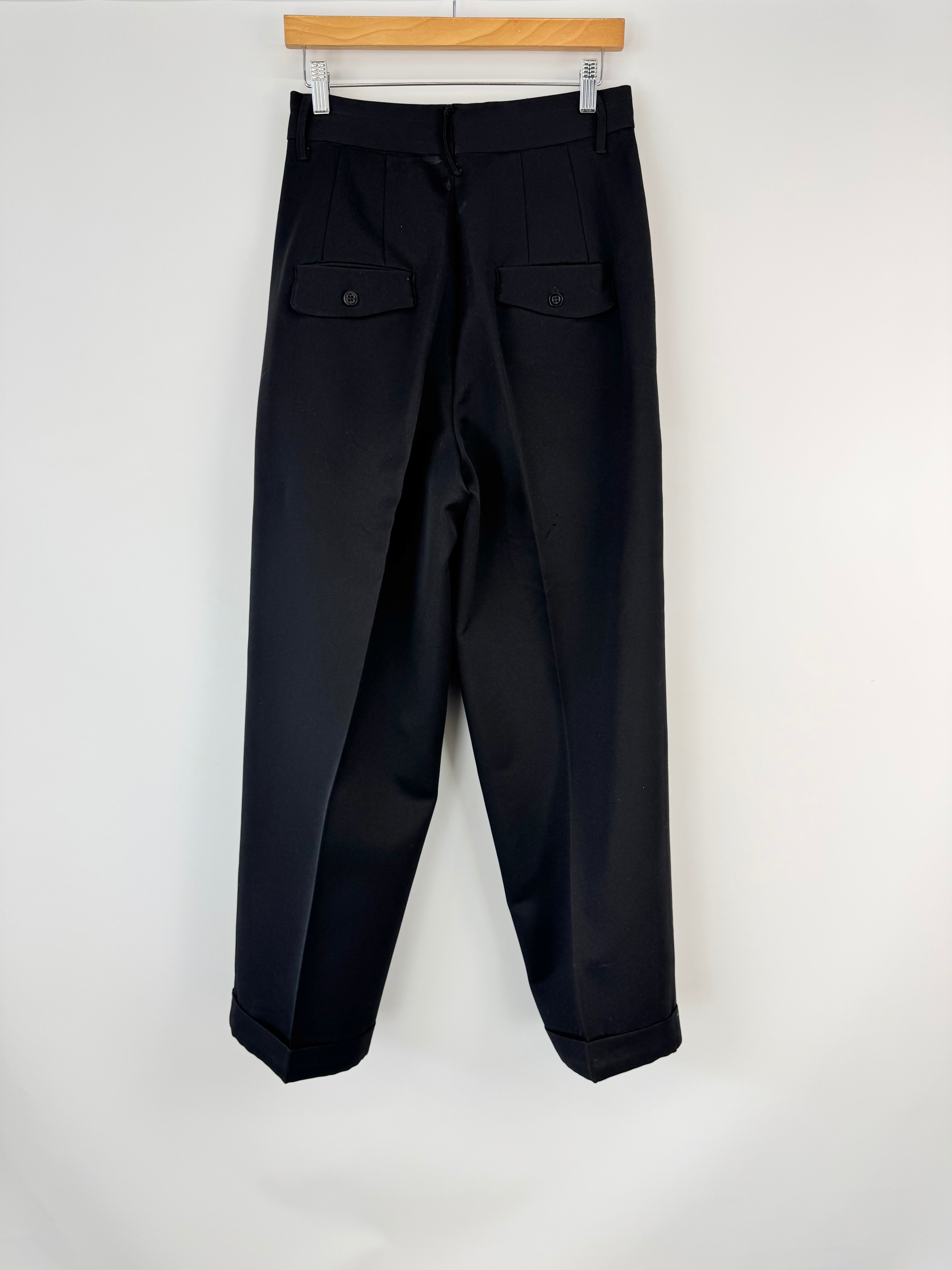 Marithé + François Girbaud Black Tailored Front Pleat Slacks  - 30