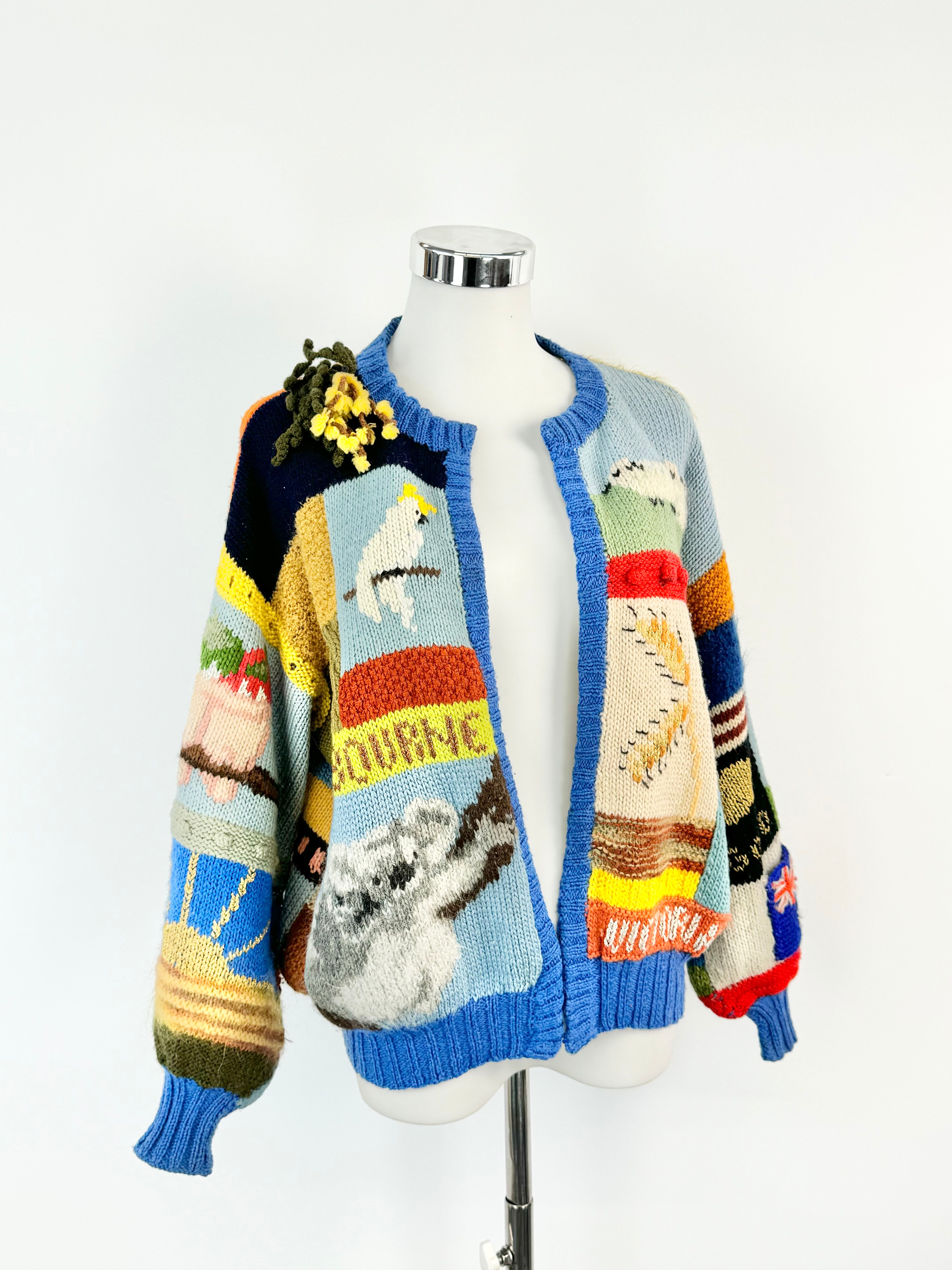 Vintage Patchwork Knit Melbourne Cardigan - AU8/10