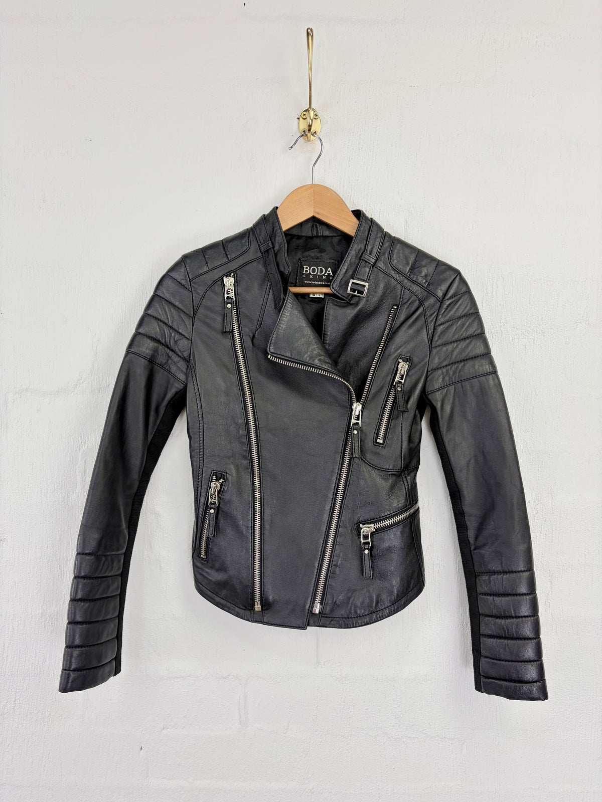 Bodaskins Black Biker Leather Jacket - AU6
