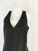 Reiss Black Tier-Pleat Mini Dress - AU10