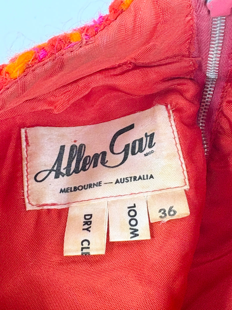 Vintage 60s Allen Gar Fuchsia & Orange Woven-Wool Dress - AU8