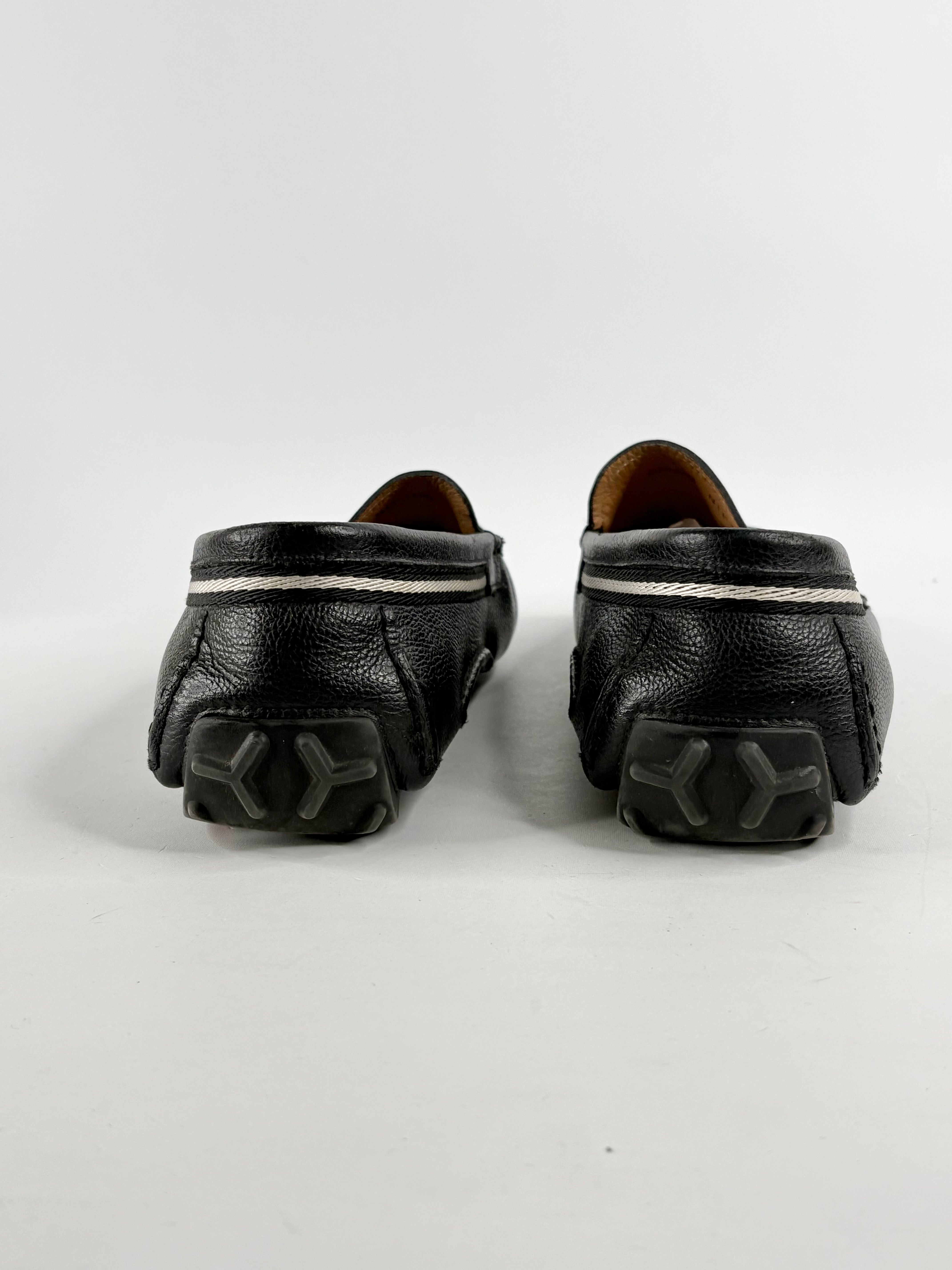 Bally Black Grained Leather 'Trupo' Loafers - 10.5
