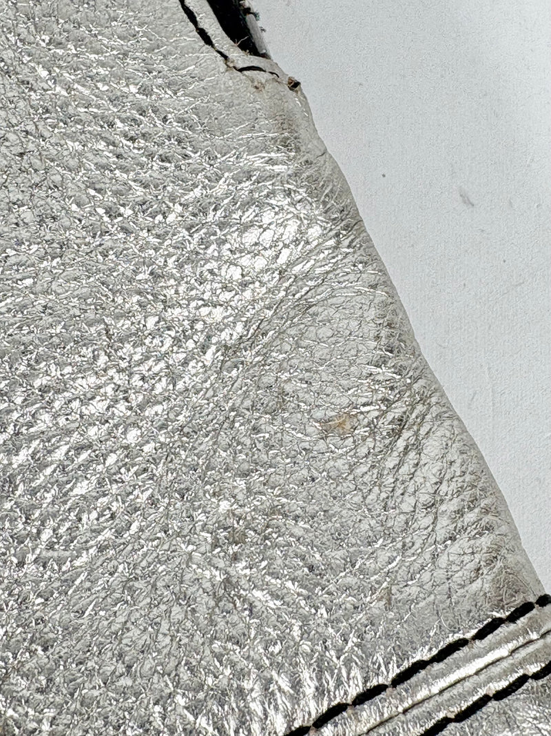Oroton Metallic Silver Leather Clutch Bag