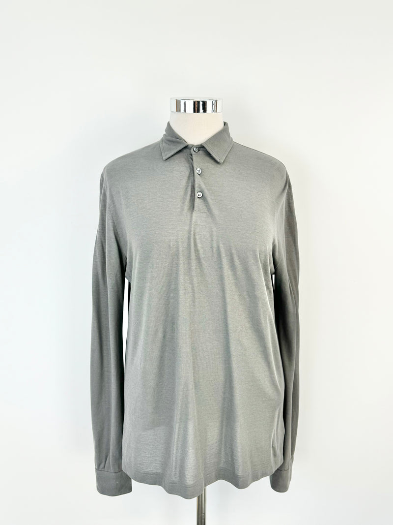 Zanone Stone Grey Polo Top - M