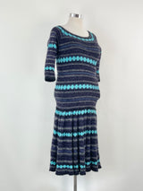 Emporio Armani Sparkling Blue & Purple Mohair-Blend Dress - AU10/12