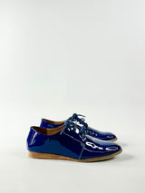 Elk Prussian Blue Patent Leather Lace Ups - EU36