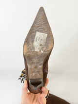 Fiorina Suede Bejewelled Stiletto Boots - EU38