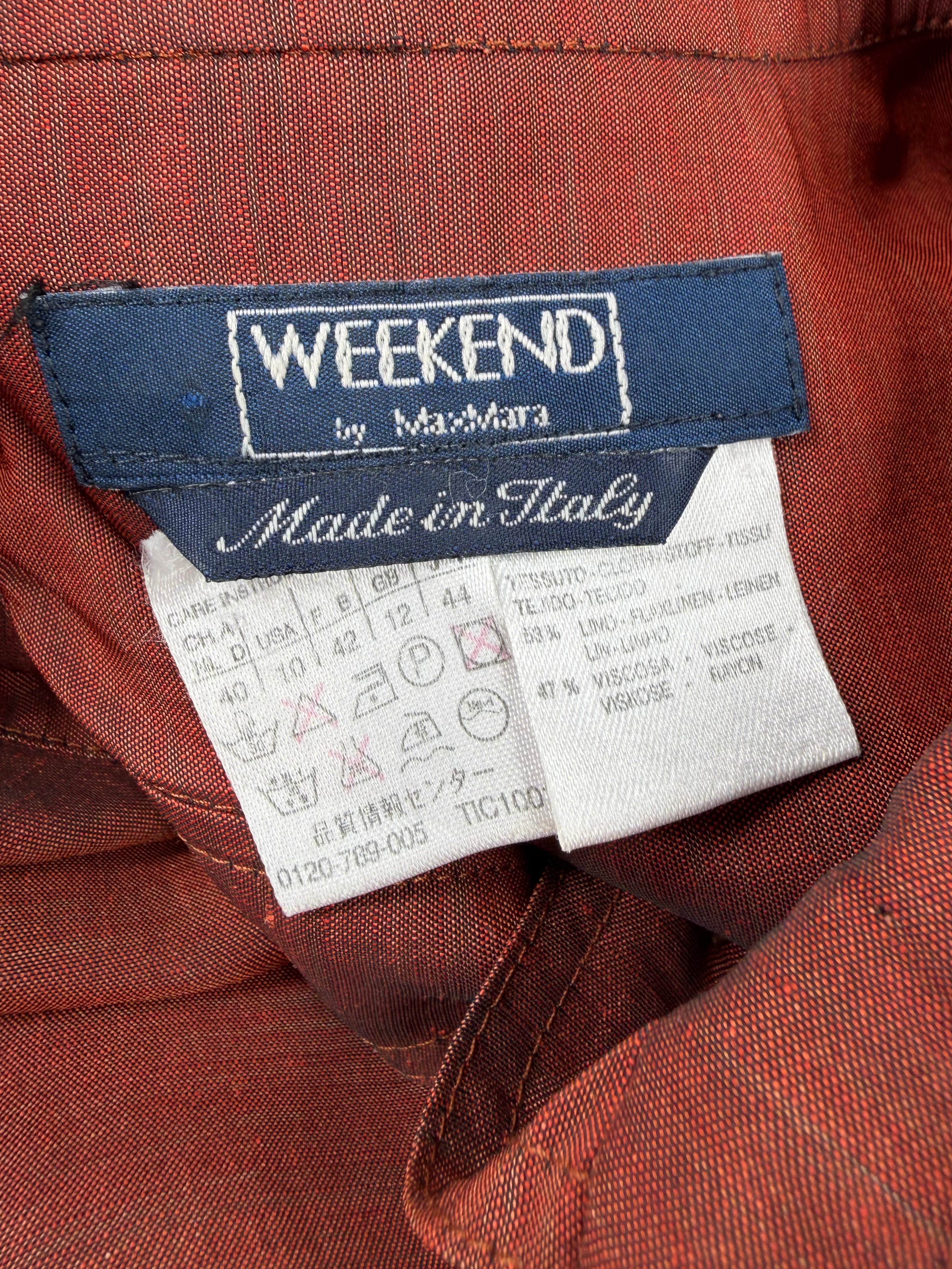 Vintage 80s Weekend by Max Mara Burnt Sienna Linen Blend Dress - AU12