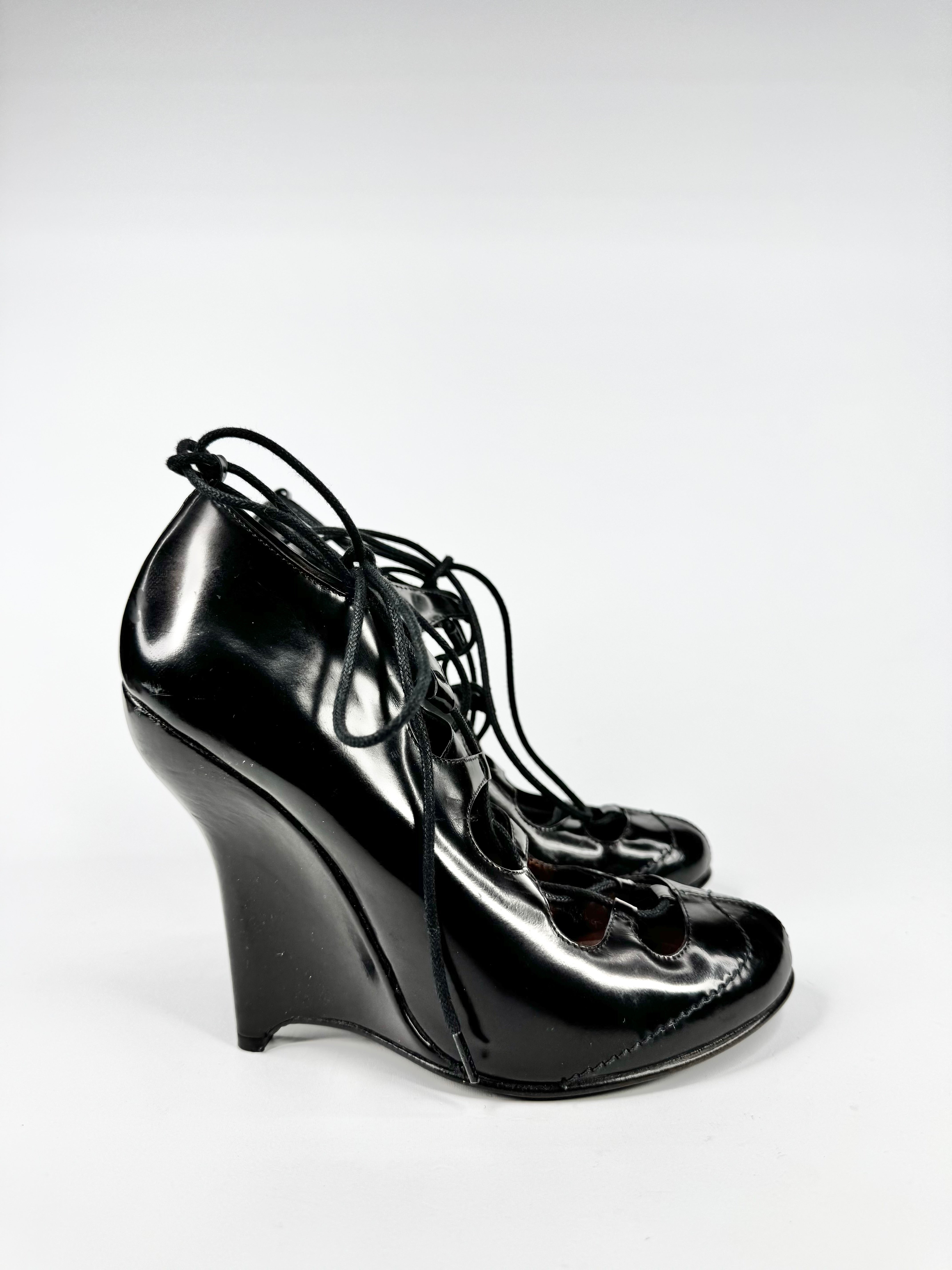 Opening Ceremony Black Lace Up Wedges - EU38