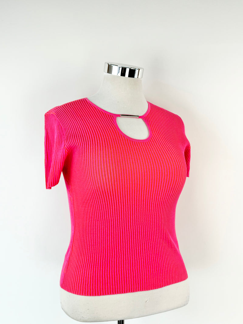 Sass & Bead Hot Pink & Orange 'Sugar Pill' Knit Top NWT - XL