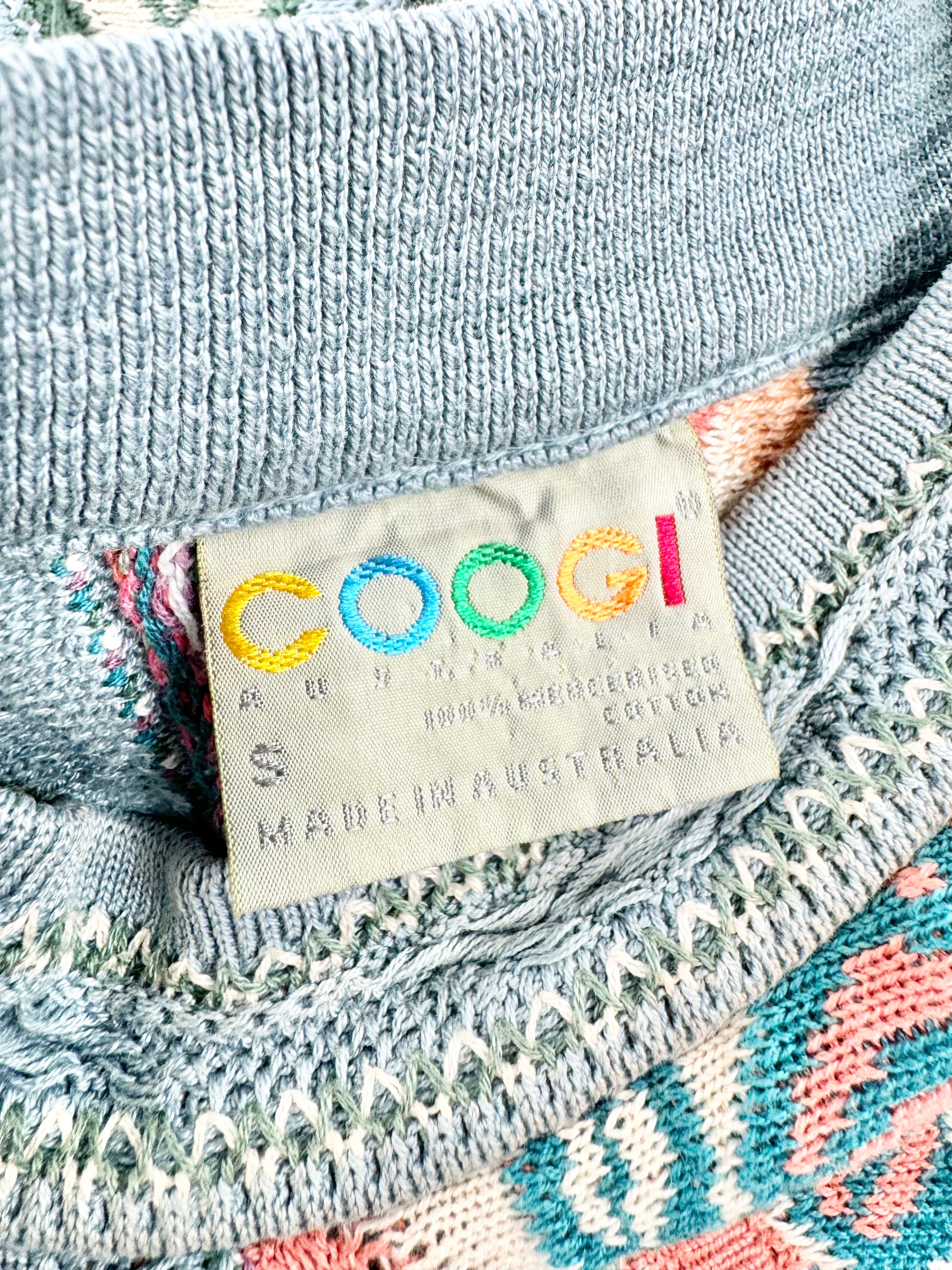 Vintage Coogi Blue Half Length 3D Sweater - S/M