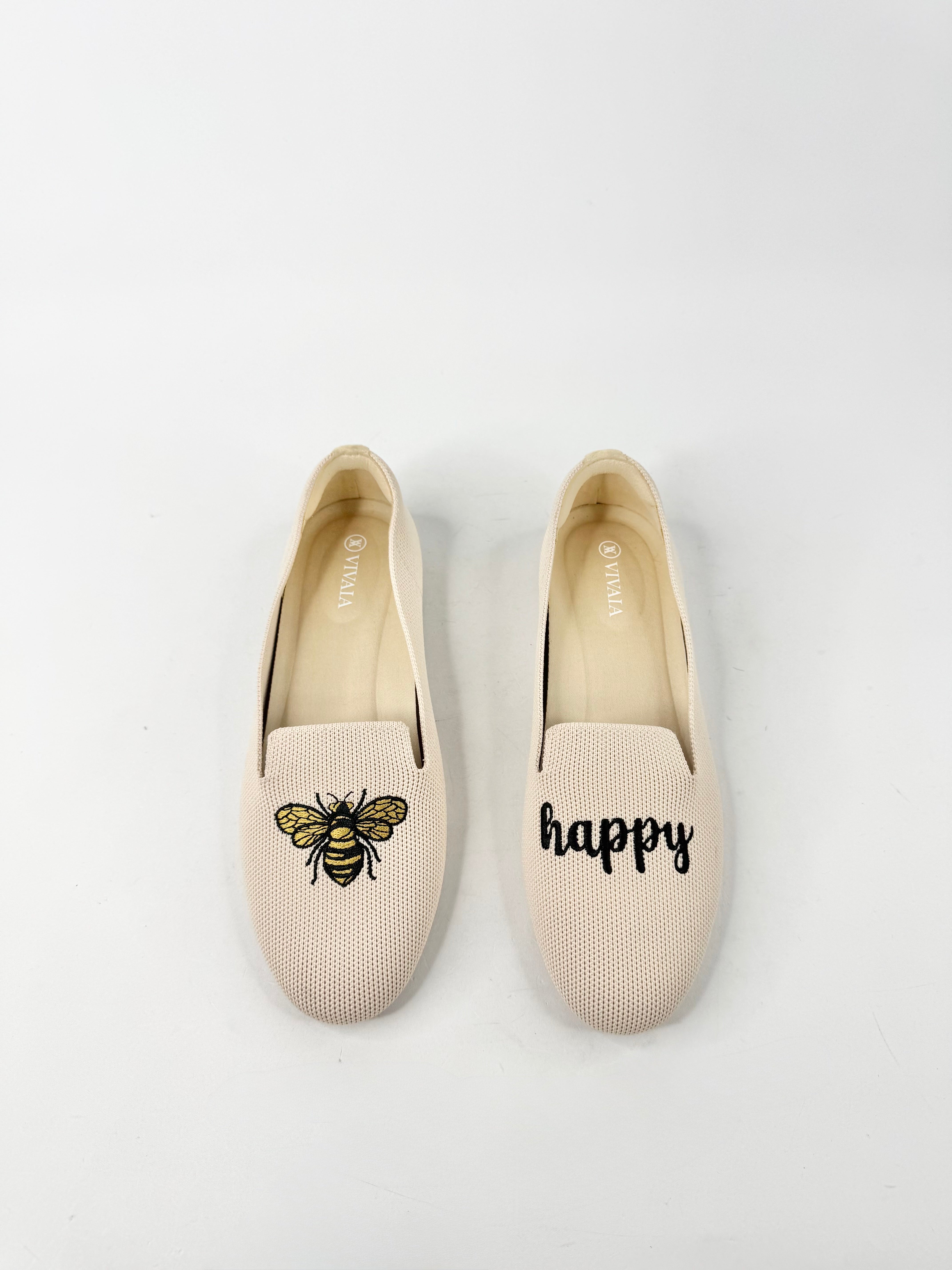 Vivaia 'Audrey' Bee Hapy Round-Toe Embroidered Loafers - EU37.5