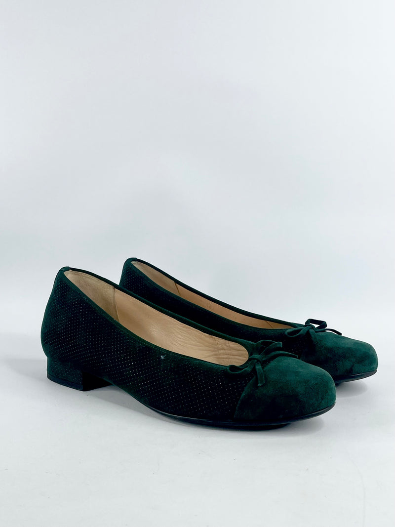 Hassia Forest Green Suede 'Bologna' Flats - EU39