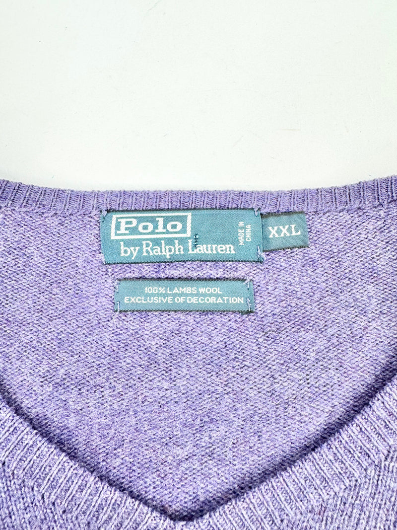 Vintage Polo by Ralph Lauren Heather Purple Lambswool Sweater - XXL