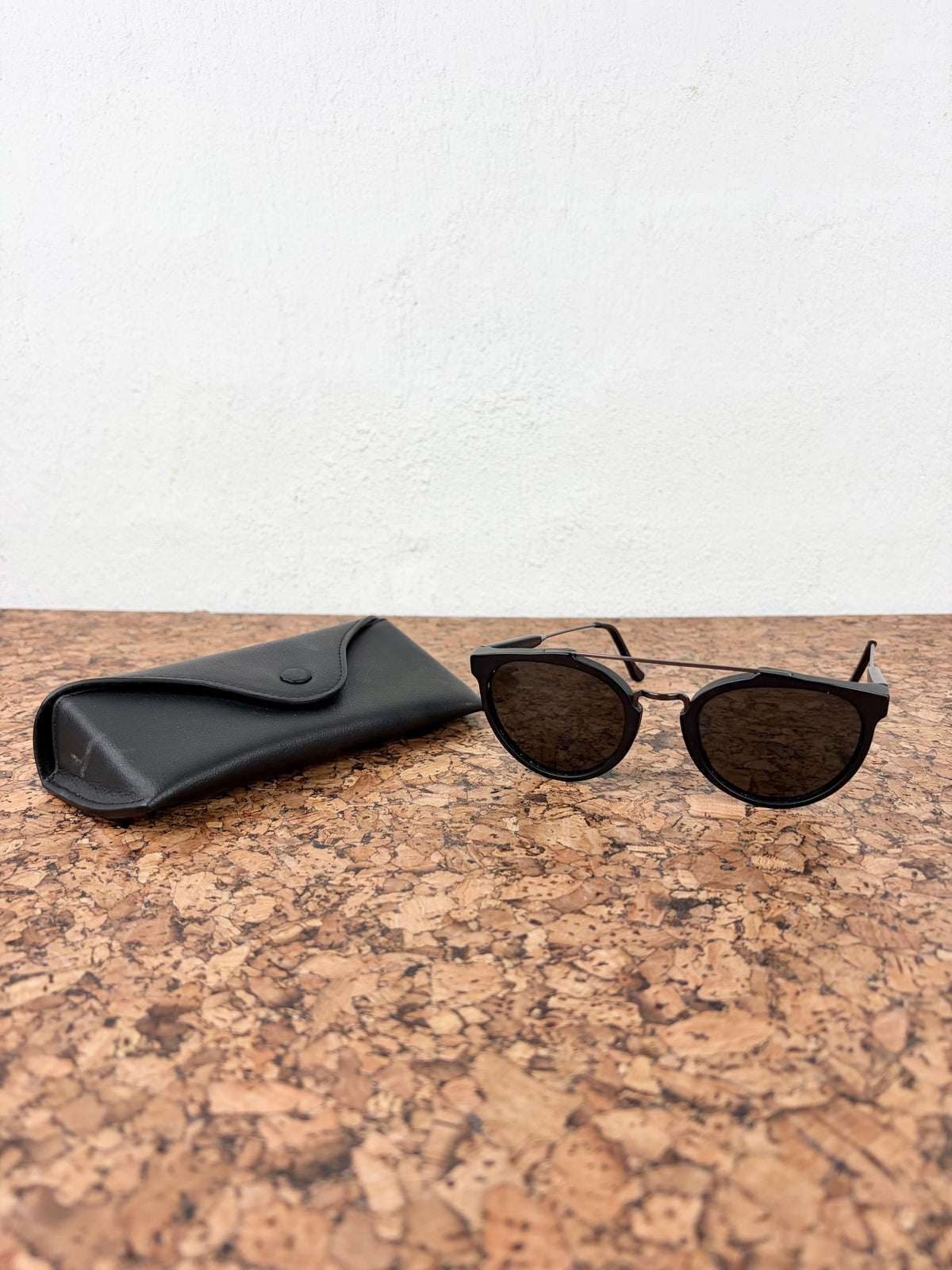Retrofuture Italian Made Black Round Frame Sunglasses