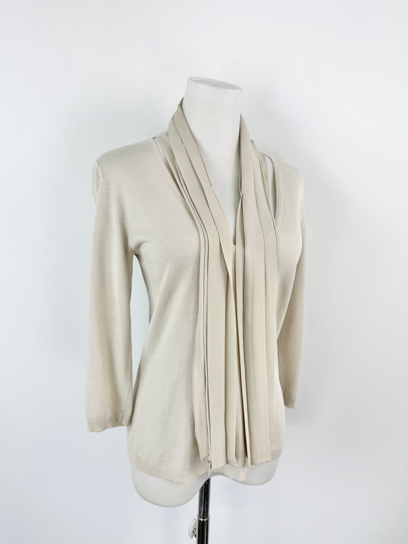 Max Mara Cotton Blend Silk Embellished Top - AU10