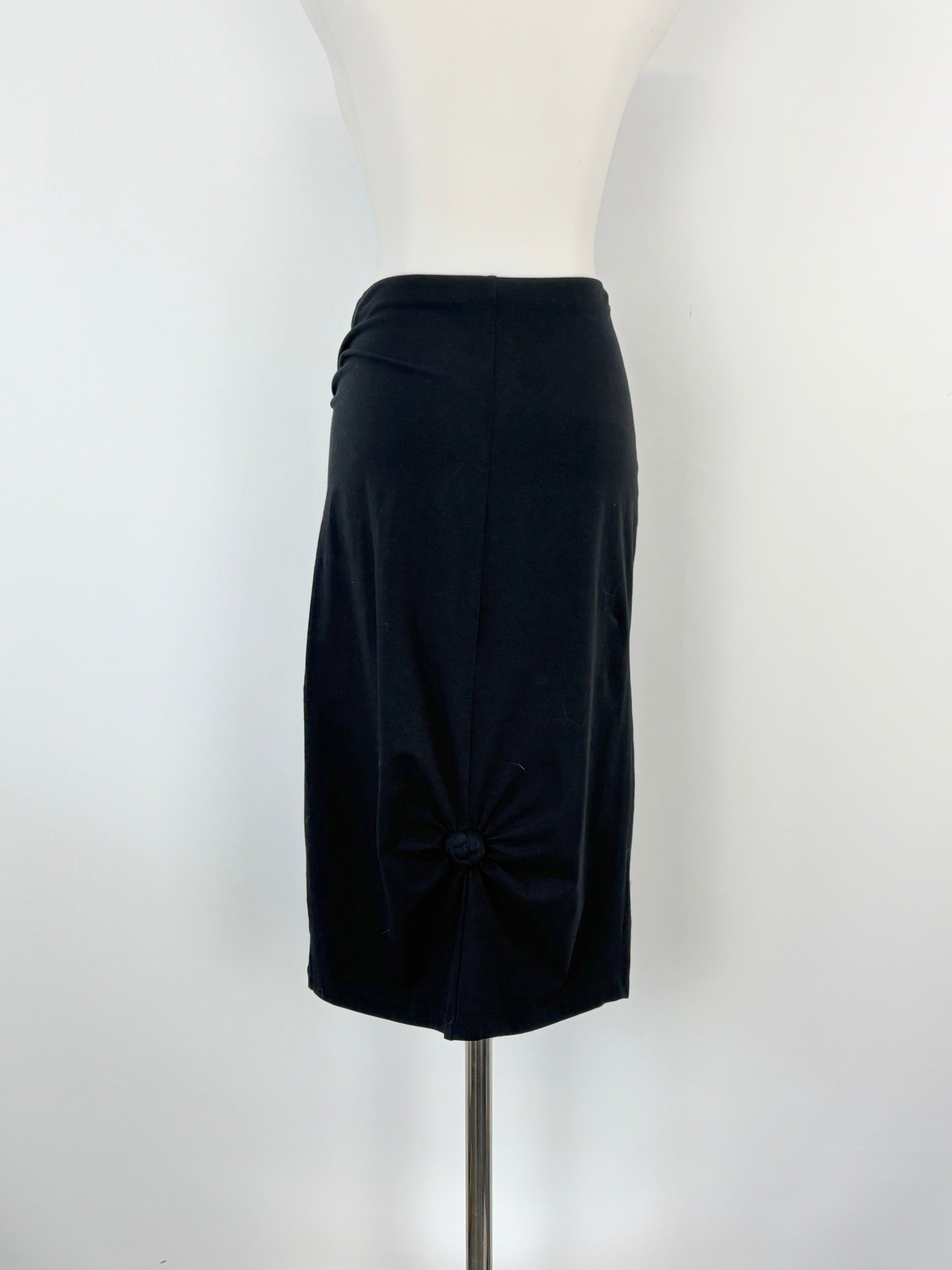 Helmut Lang Stretchy Black Knot-Detail Midi Skirt - AU8