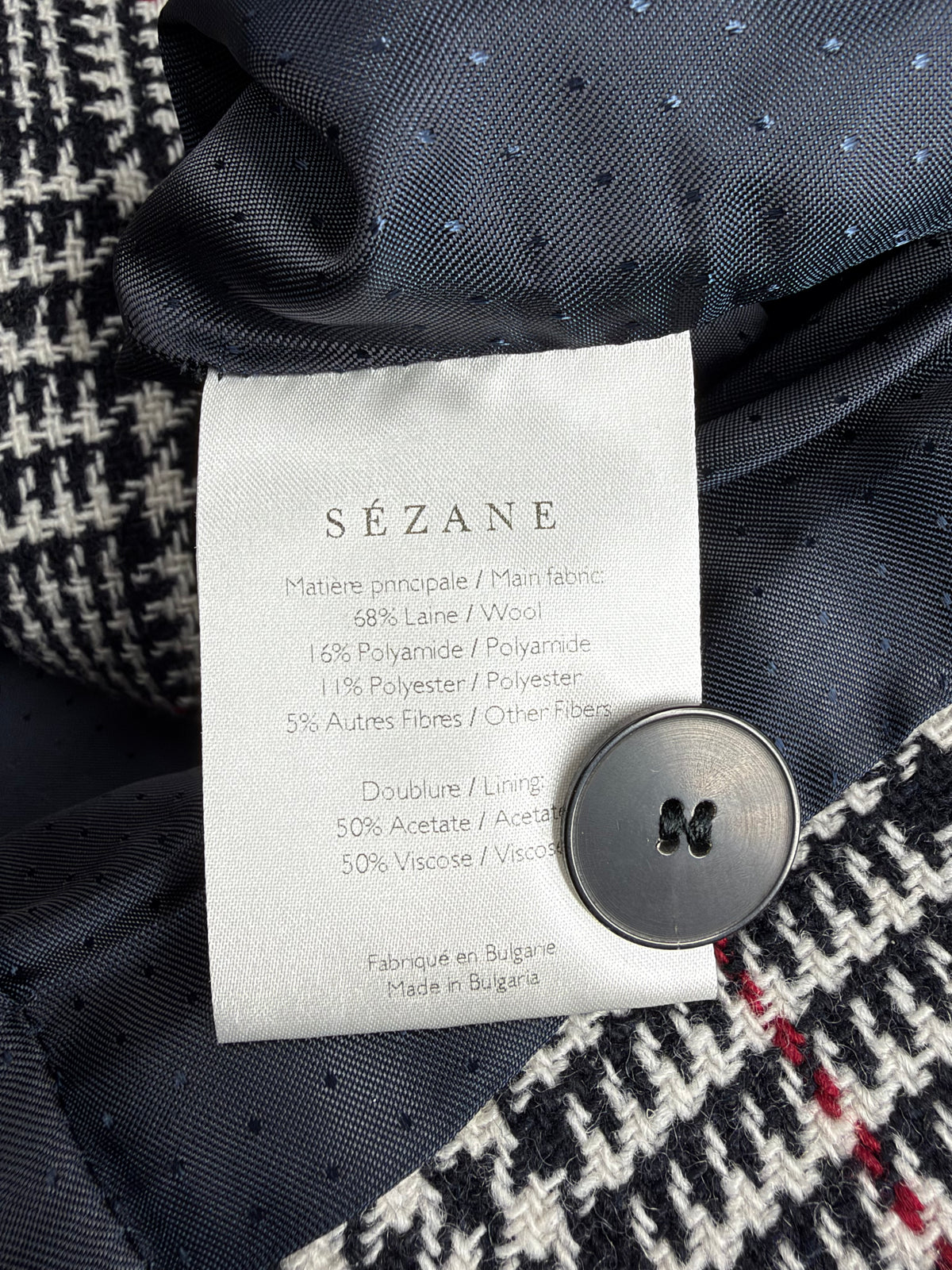 Sézane Les Chutes Libres Glen Plaid  Safari Jacket - AU6/8/10