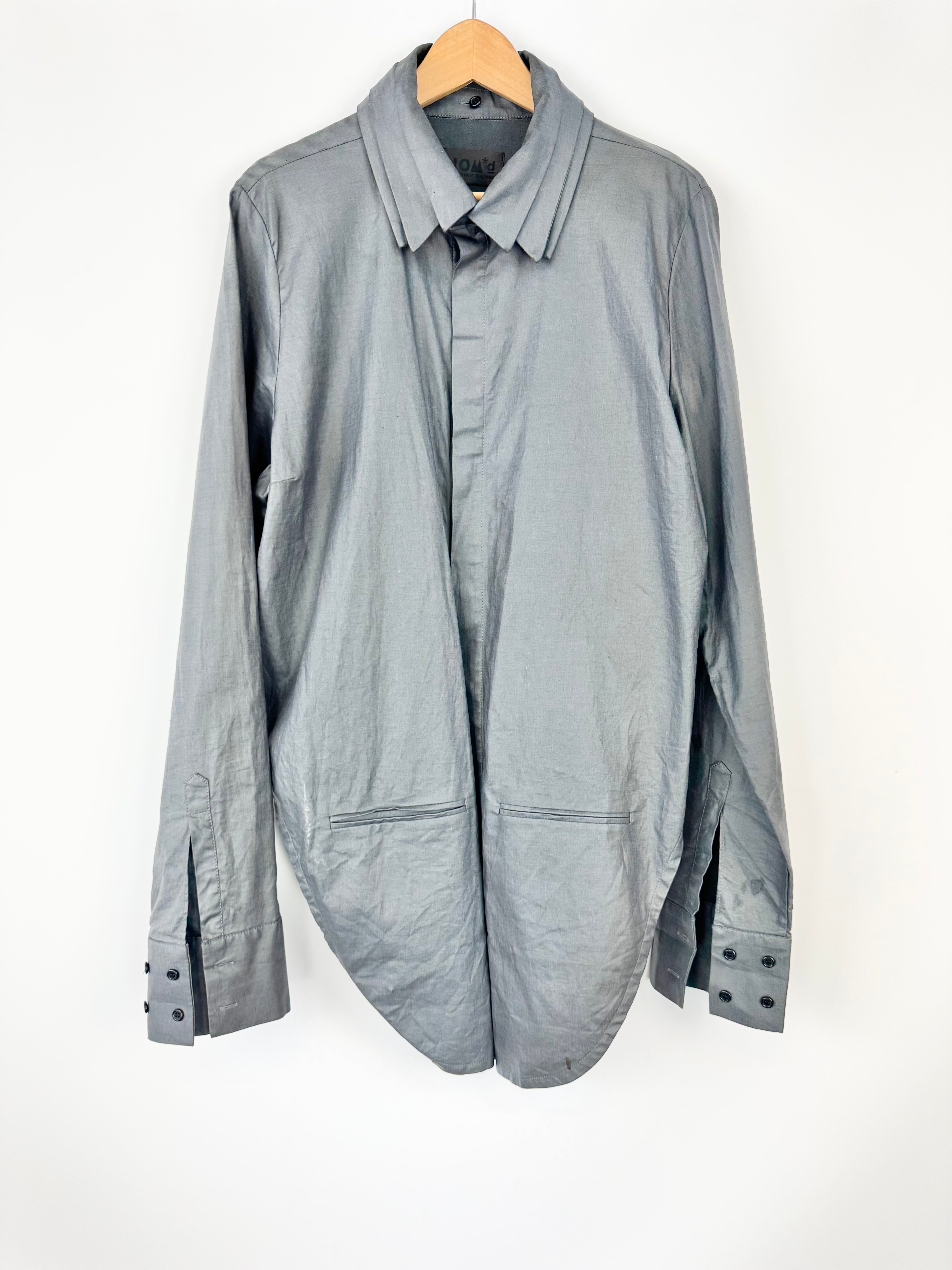 Nom*D Slate Grey Avant-Garde Linen Blend Cut Out Shirt - AU10/12