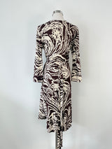 Diane von Furstenberg Vintage Label Brown & White Silk 'Julian' Wrap Dress - AU10/12