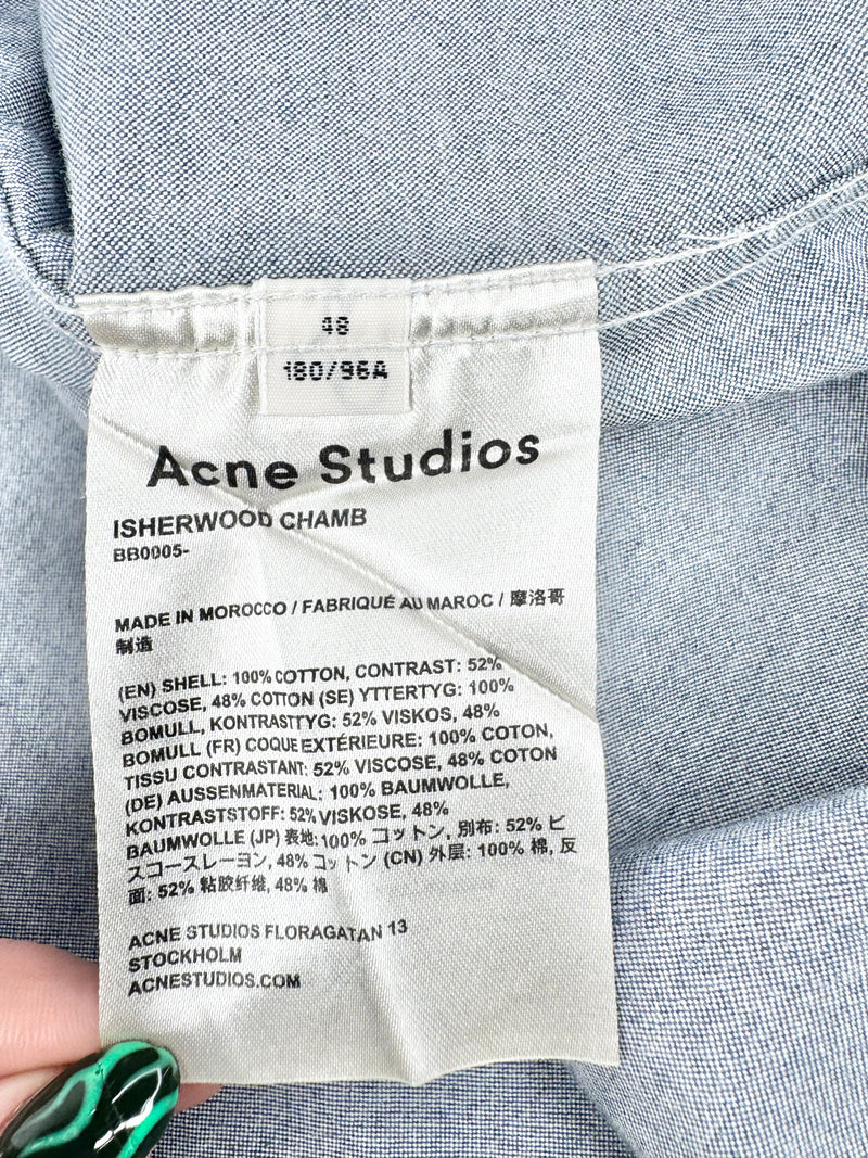 Acne Studios Blue Cotton Slim Fit Shirt - 48