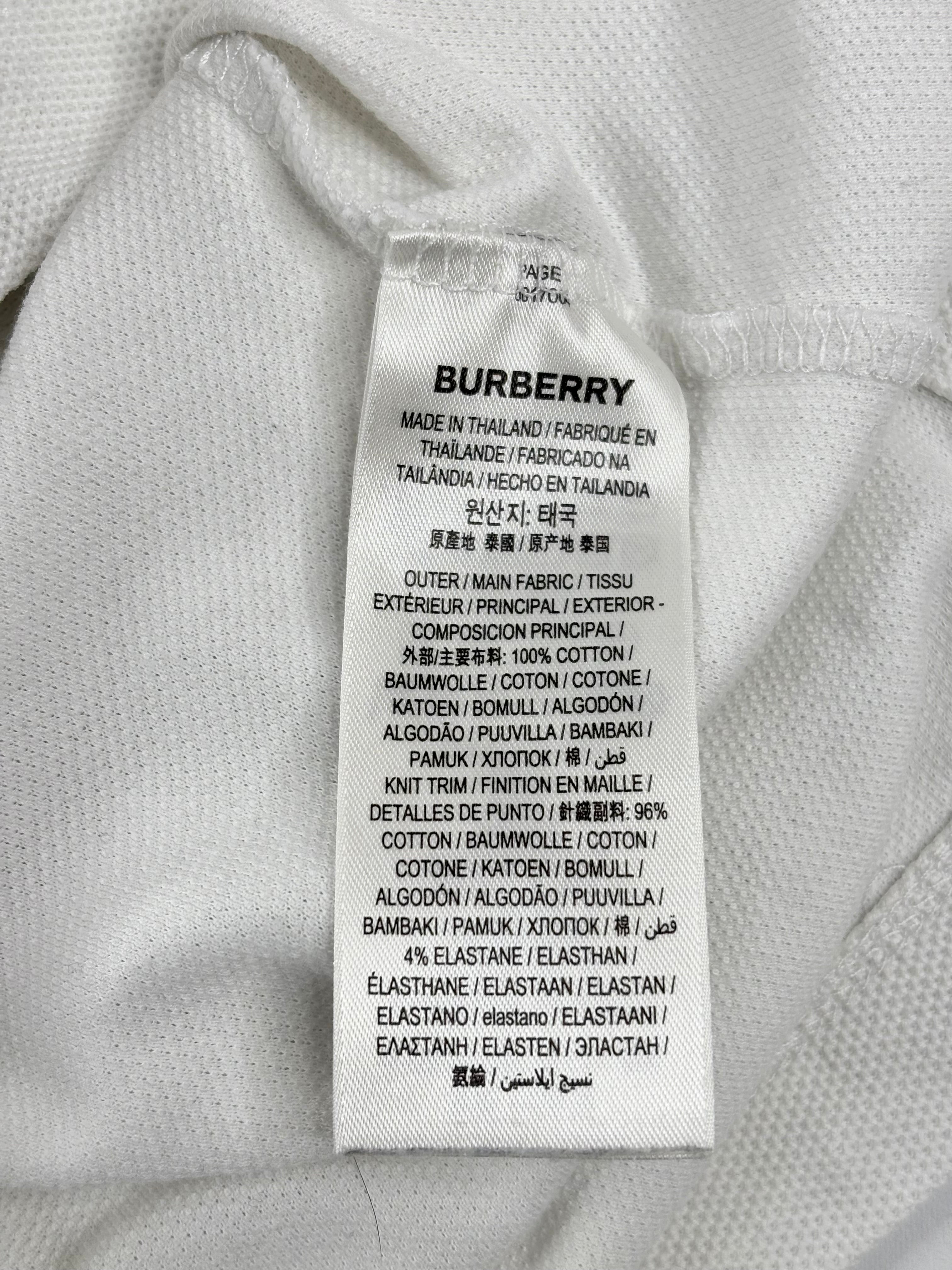 Burberry White Pique-Cotton Polo Top - S