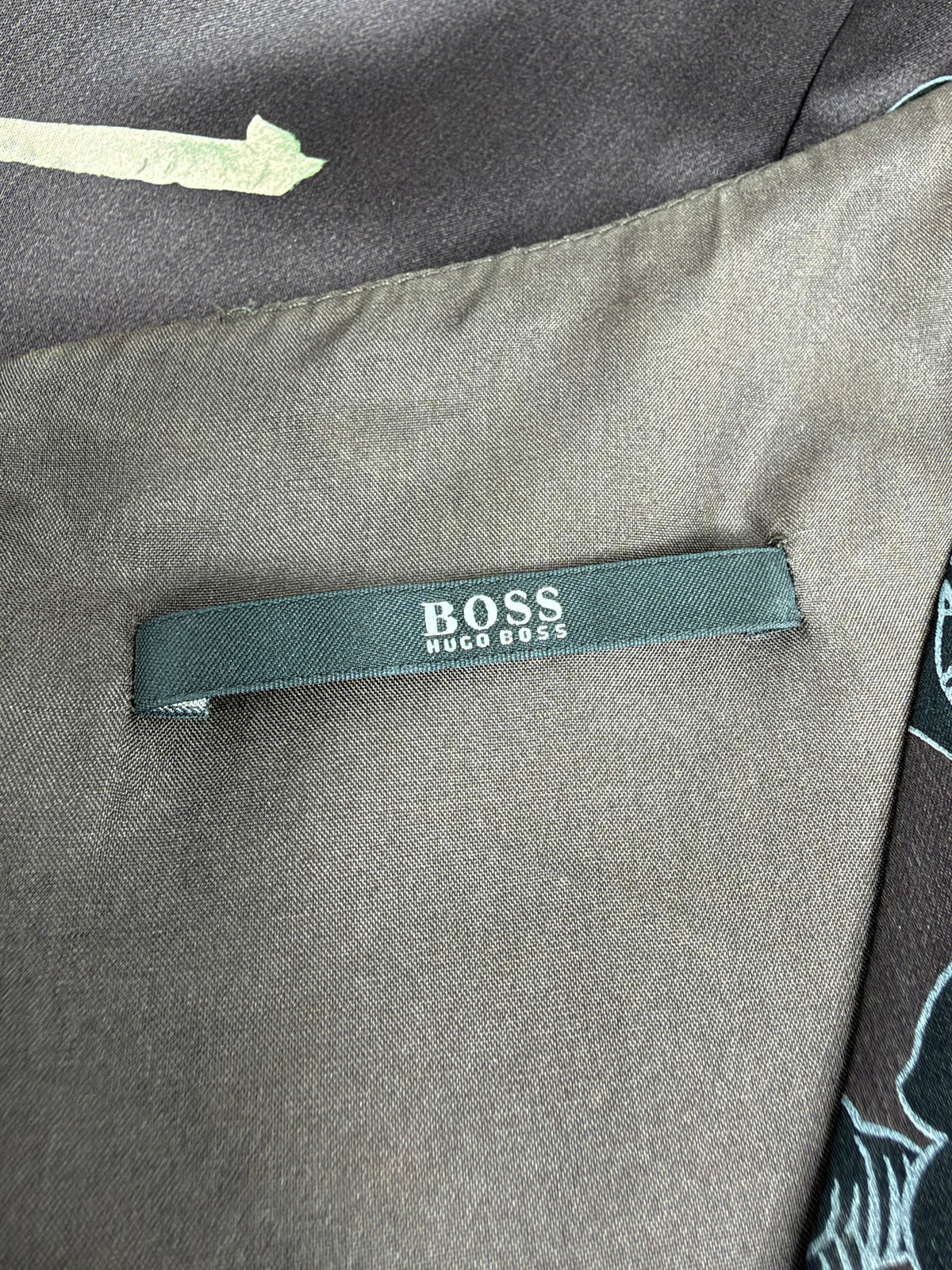 Boss Hugo Boss Expresso & Cream Silk Floral Faux Wrap Dress - AU14