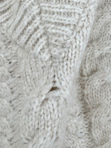 Husk Cable Knit Cream Alpaca & Wool Blend Cropped Sweater - AU8