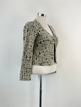Anne Martell Black & White Wool-Blend Lace Cardigan - AU12
