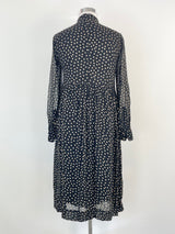 Ganni Black & Beige Dotted Long Sleeve Dress - AU12