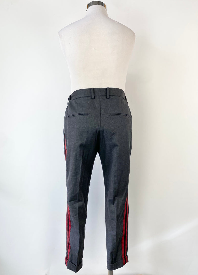 The Kooples Grey & Red Stripe Drawstring Slacks - 52