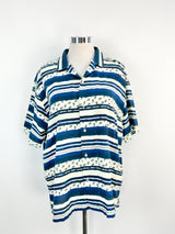 Scotch & Soda Blue & White Stripe Paisley Pattern Top NWT - XXL
