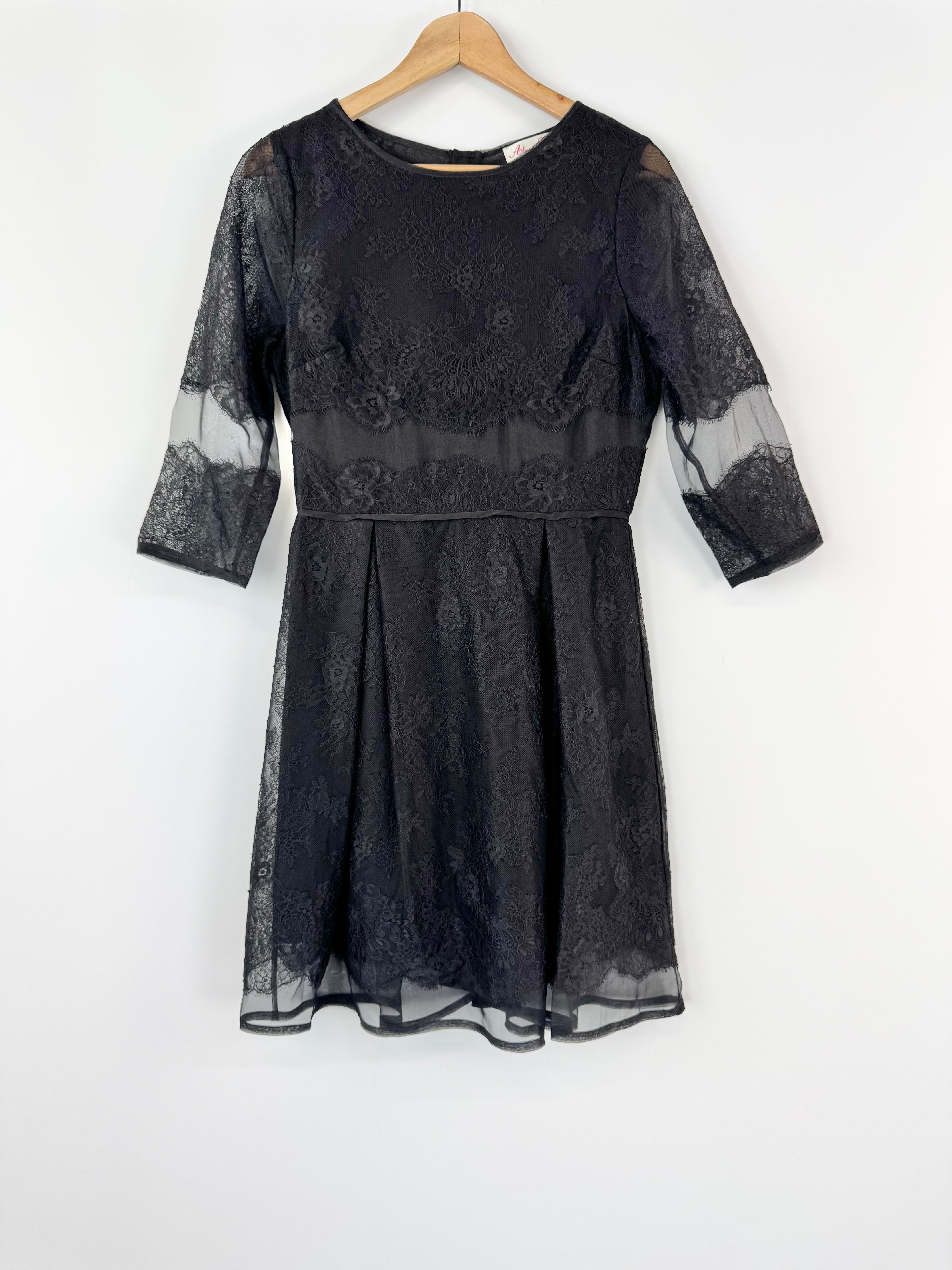 Alannah Hill Black Half Sleeve Lace Dress - AU10