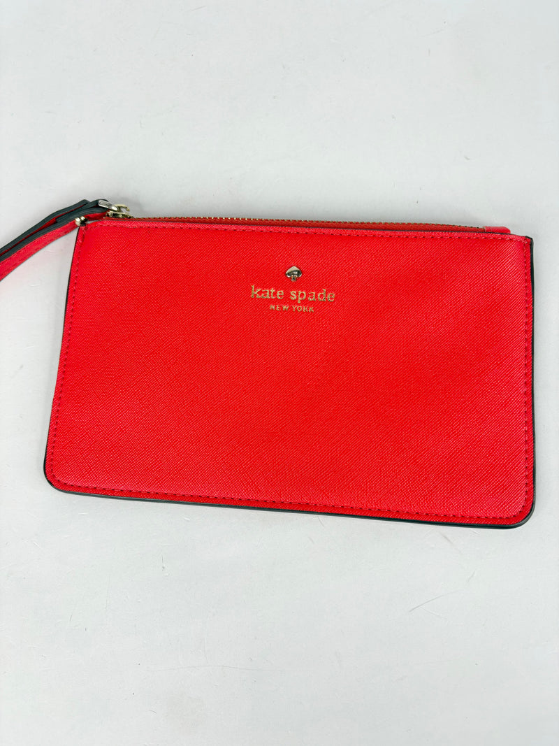Kate Spade Coral Leather Wristlet Pouch