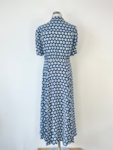 Diane von Furstenberg Blue Lily Florals Button Up Dress - AU8