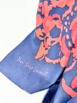 Vintage Yves Saint Laurent Laurent Blue & Red Scarf