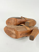Diesel Tan Leather Peep-Toe Ankle Boots - EU41
