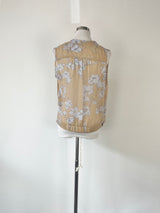 Babaton Beige Floral Sheer Silk Top - S