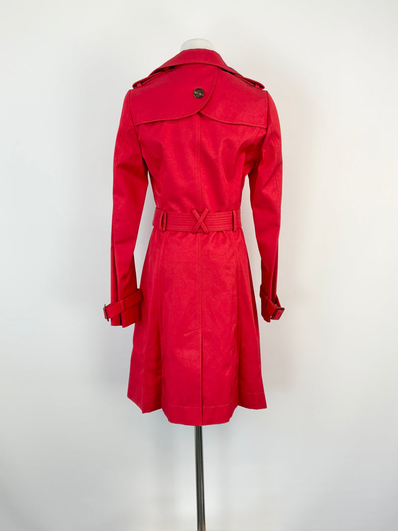 Jigsaw Red Double-Breasted Trench Coat - AU8