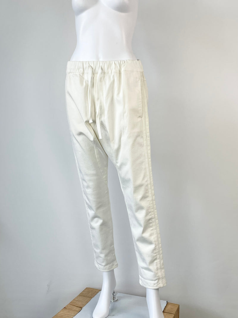 The Others Velvet Striped White Denim Joggers - AU10