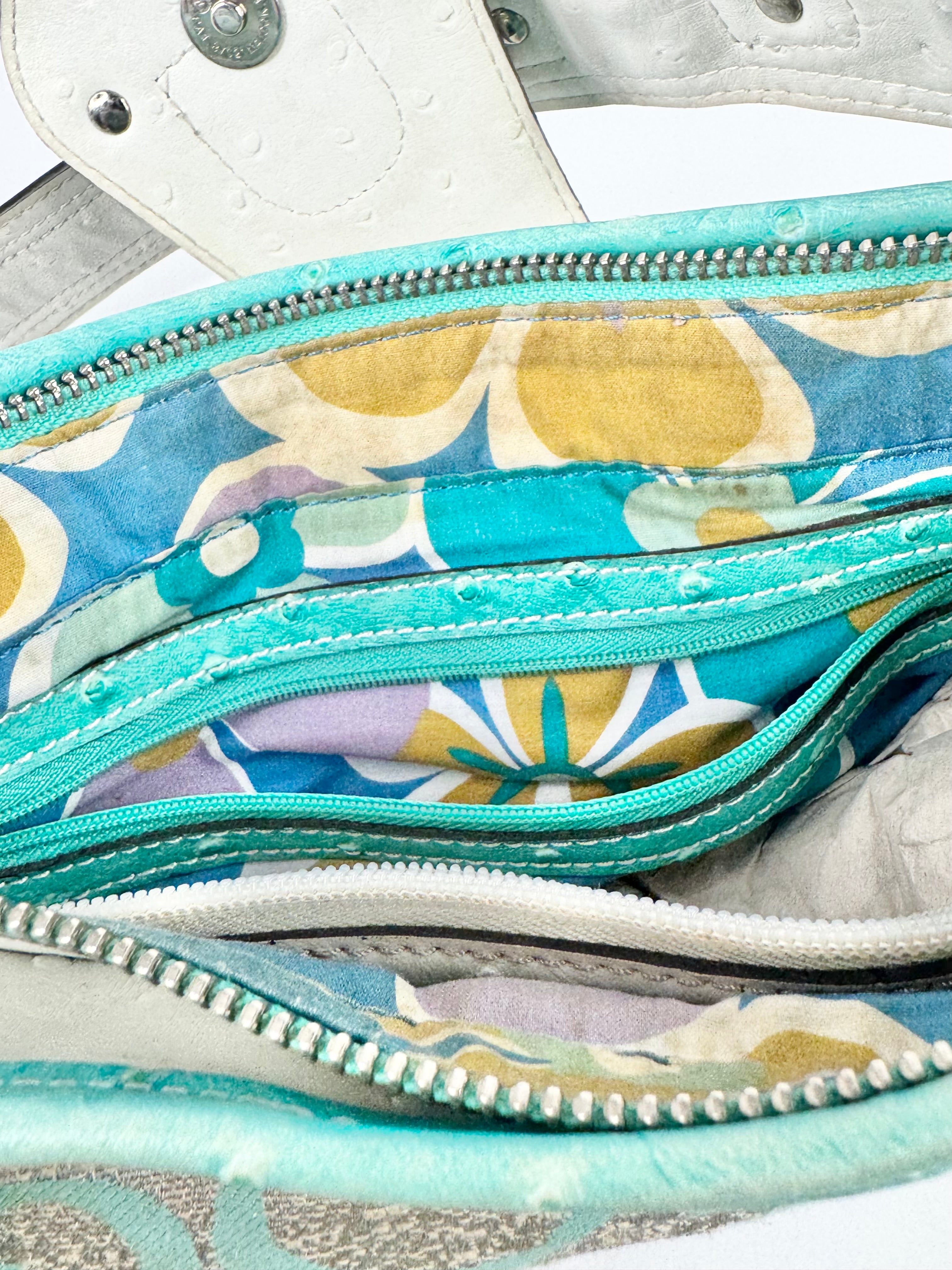 Guess Aqua & Gold Woven Shoulder Bag