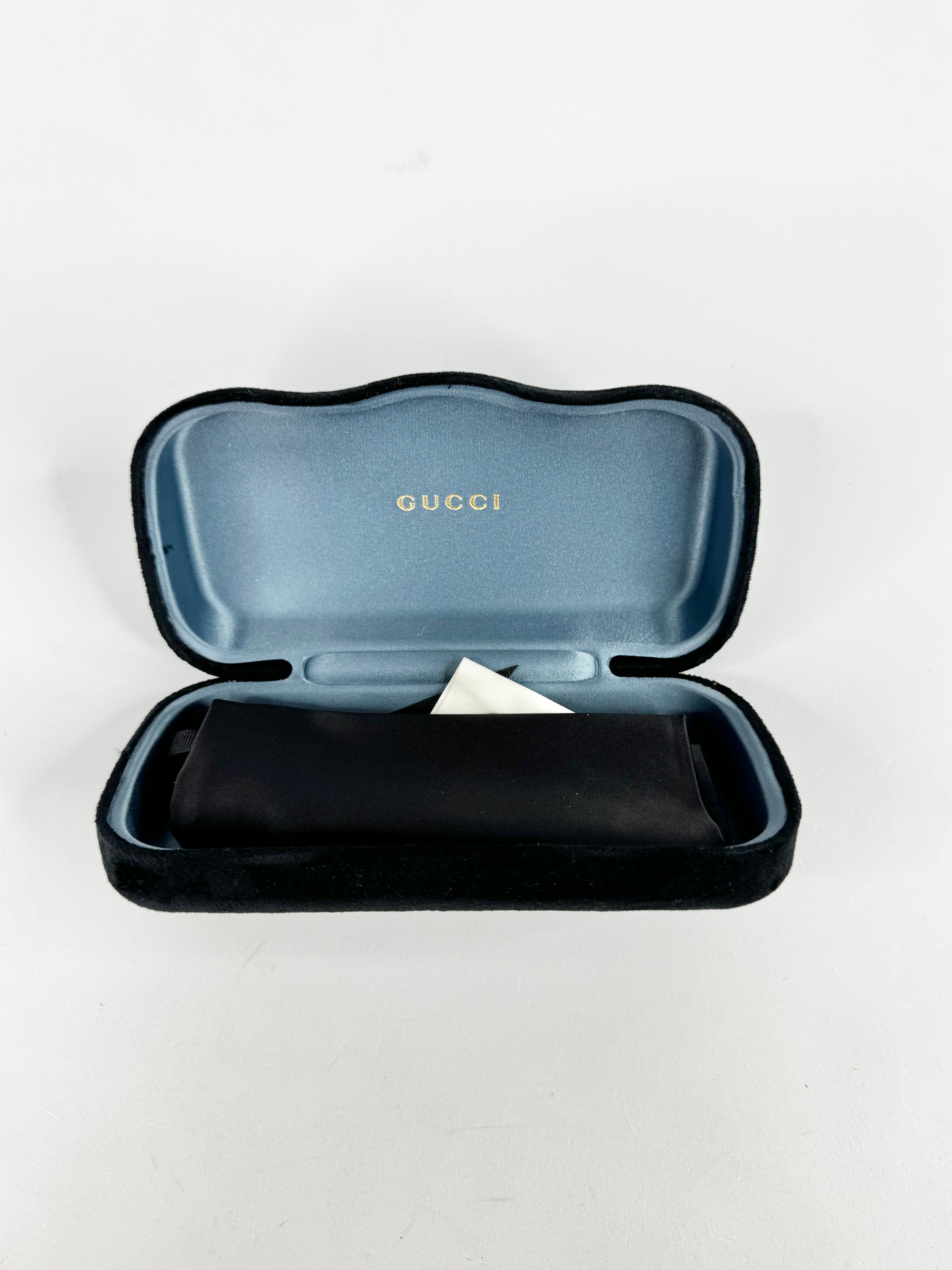 Gucci Black & Blue Rectangular GG Sunglasses