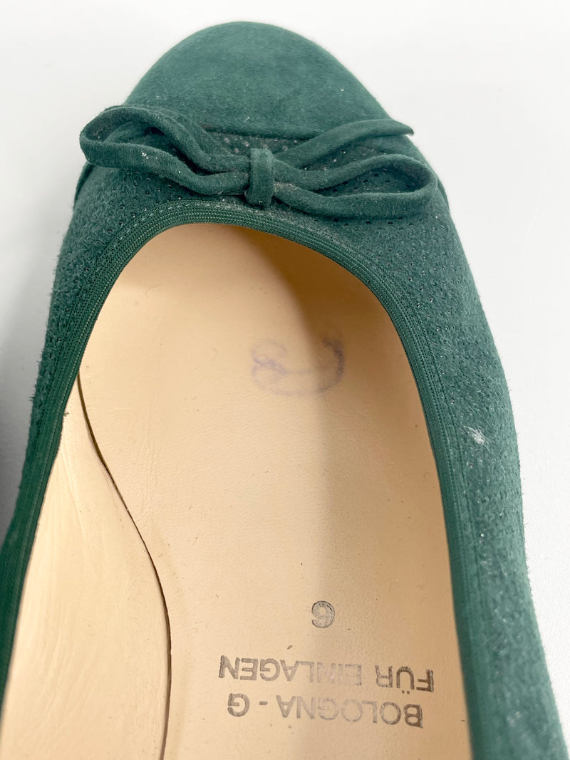 Hassia Forest Green Suede 'Bologna' Flats - EU39