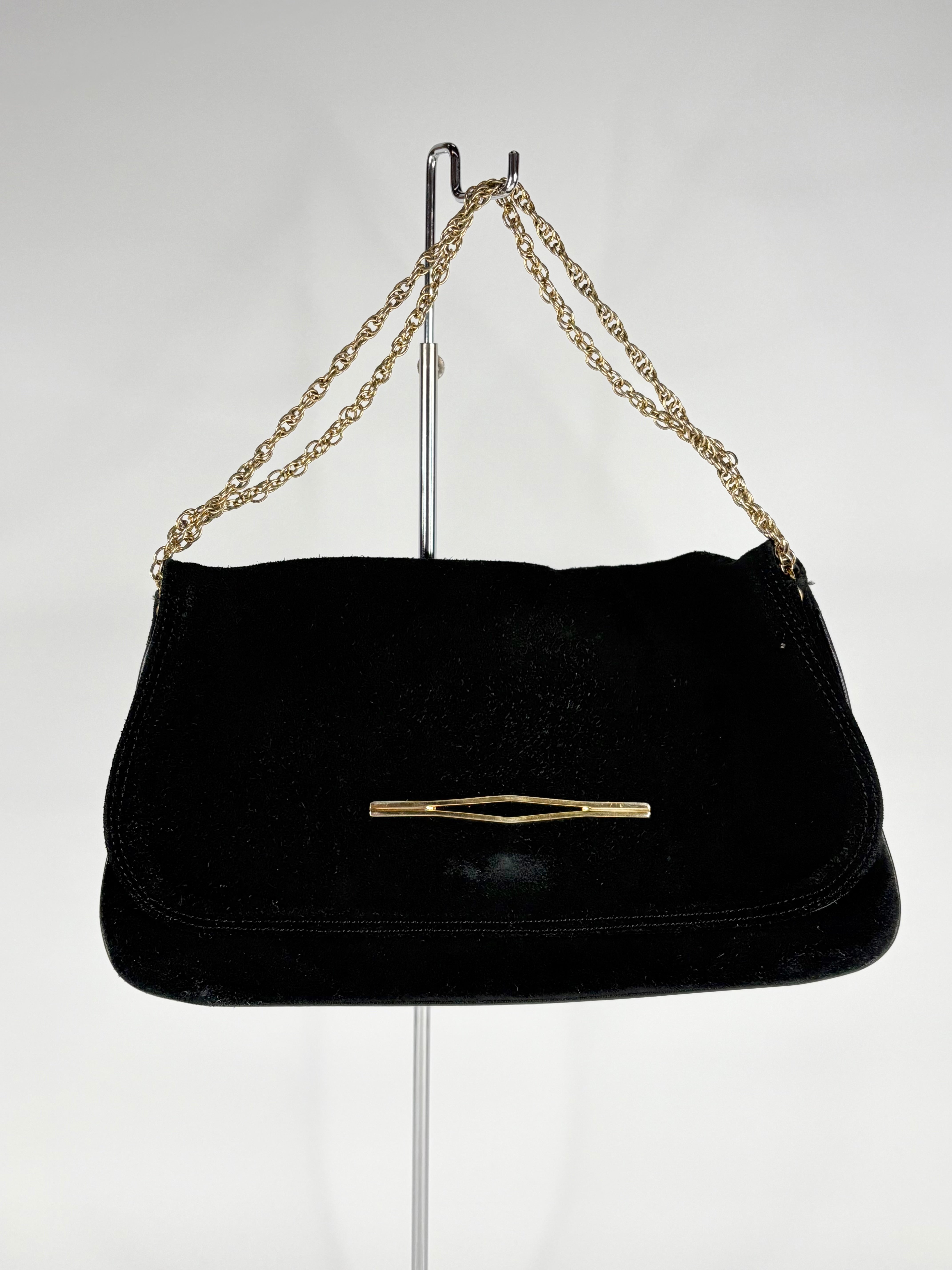 Vintage Italian-Made Black Suede Evening Bag