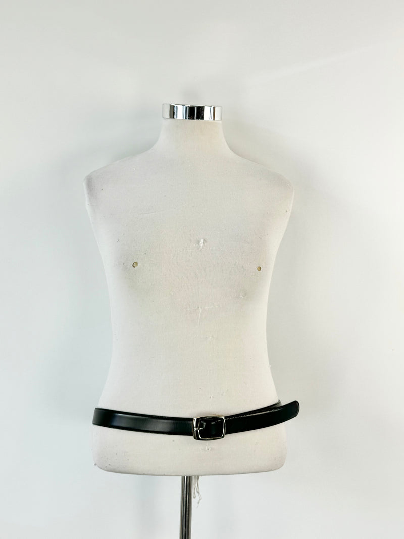 Monte Blanc Sleek Black Leather Belt